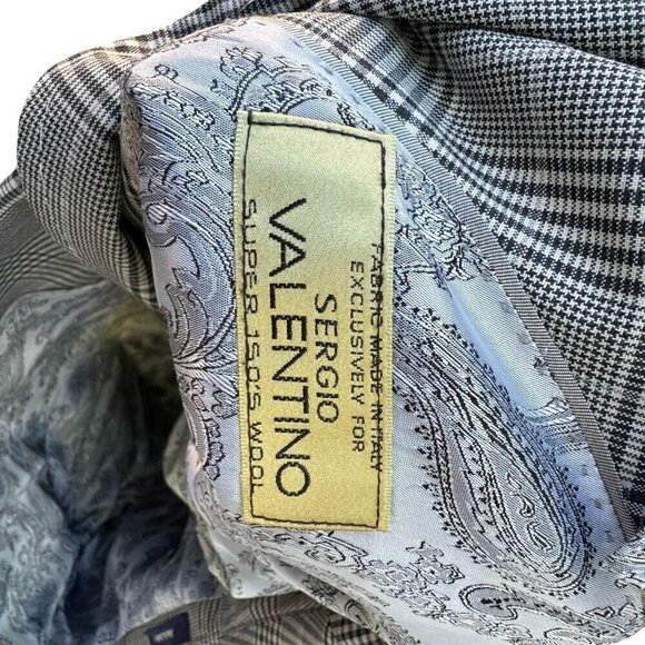 Sergio Valentino Mens Gray Wool Checkered Single Breasted Blazer Vest Set 44L - Picture 11 of 14